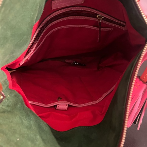 Dooney & Bourke Pink Leather Shoulder Bag with Brown Accents - Picture 7 of 12